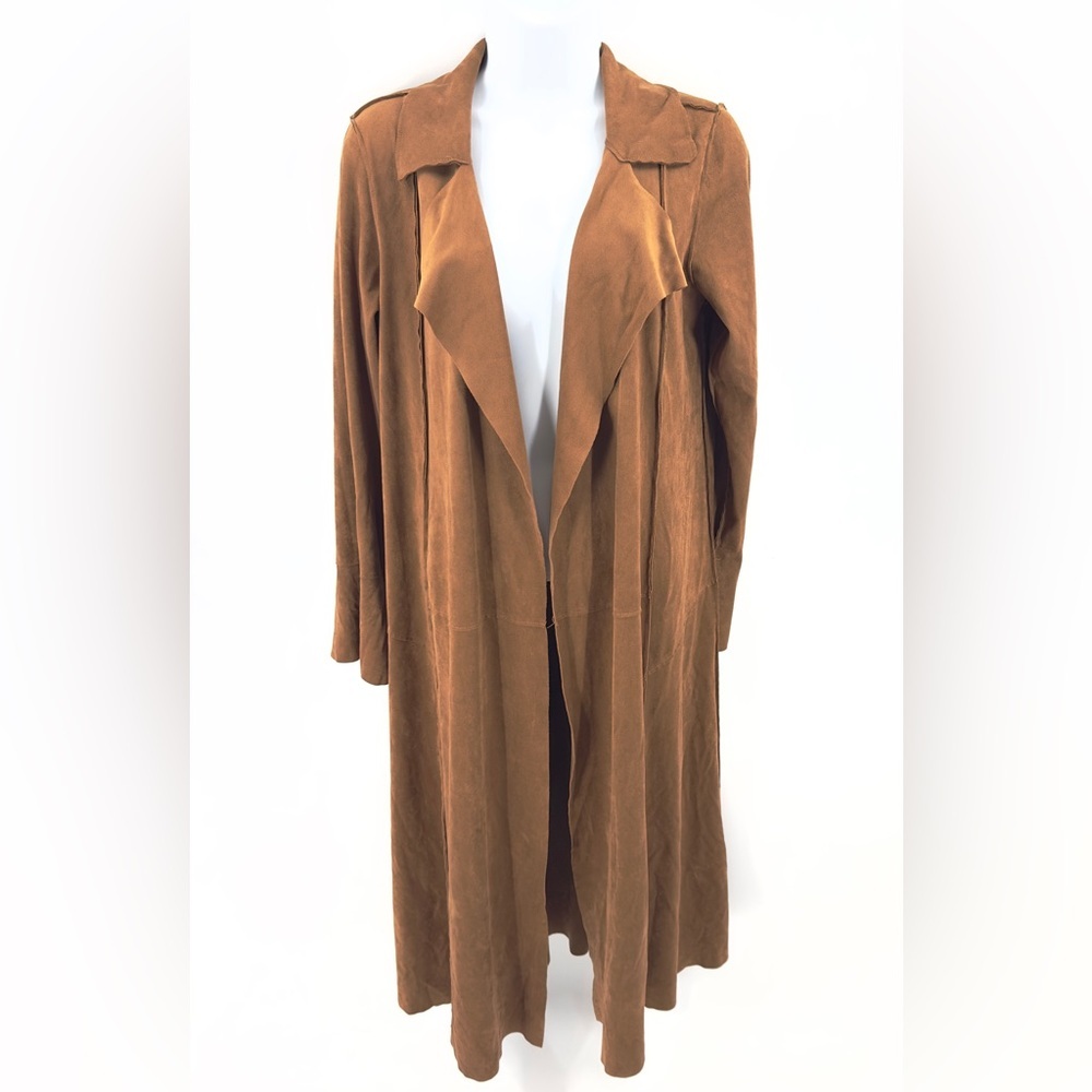Soft Surroundings Faux Suede Duster Jacket Long Cardigan Womens XS Boho Western